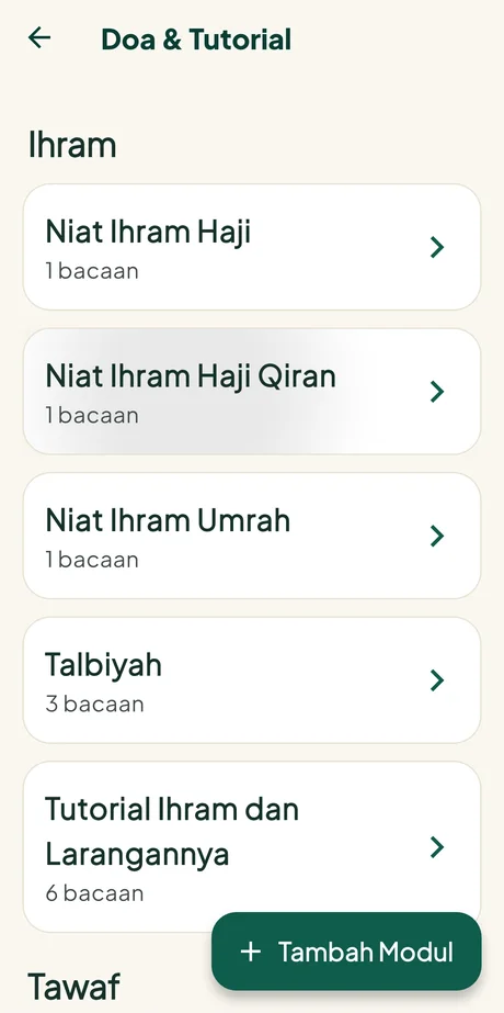 Daftar modul doa dan tutorial