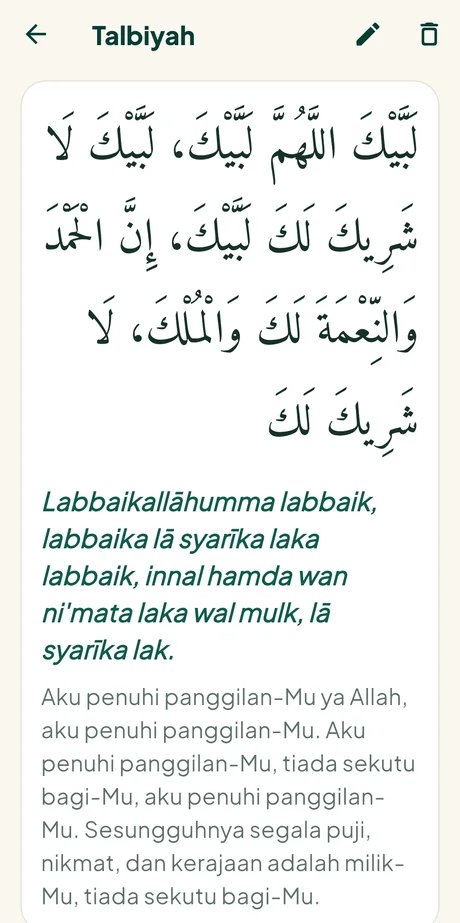 Bacaan talbiyah Arab, latin, dan arti